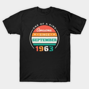 Retro Awesome Since September 1963 Birthday Vintage Bday 1963 T-Shirt